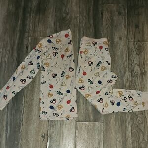 Disney Hanna Andersson Cream Pajama Set with Colorful Print 2pc Set